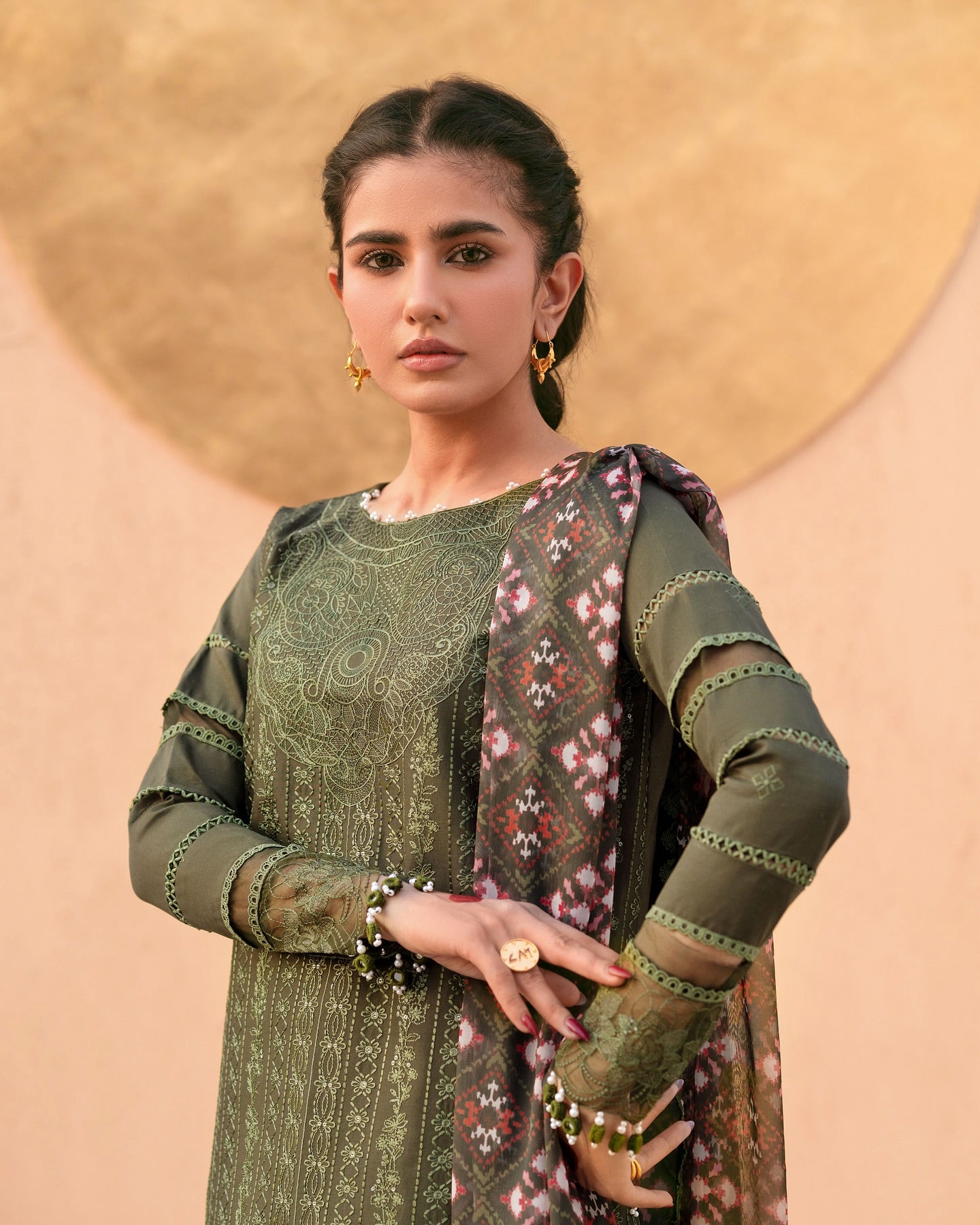 Olive Green MI - 08 | 3 PC LAWN | Mastani Vol 2 Luxury Lawn