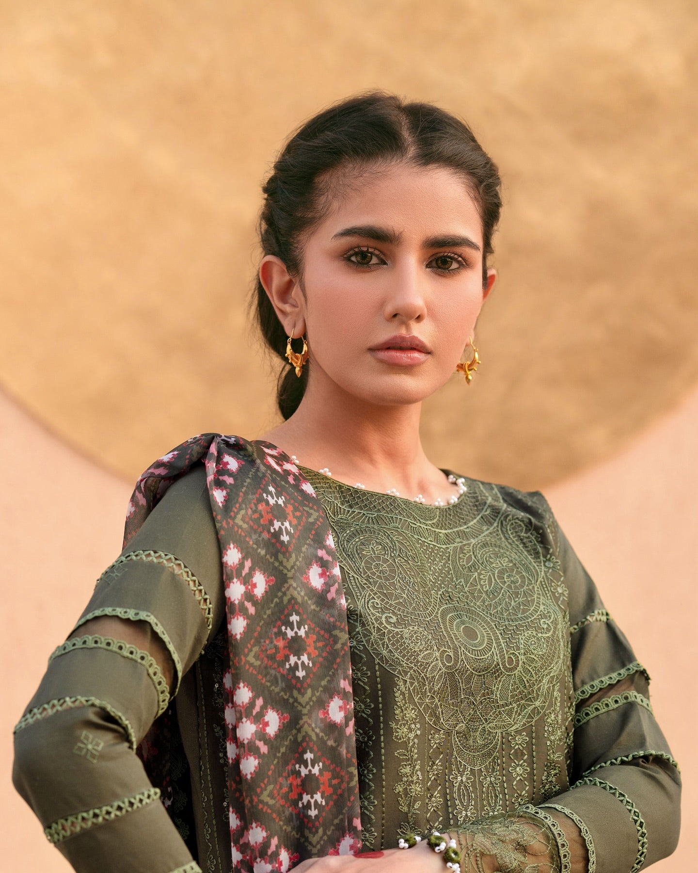 Olive Green MI - 08 | 3 PC LAWN | Mastani Vol 2 Luxury Lawn