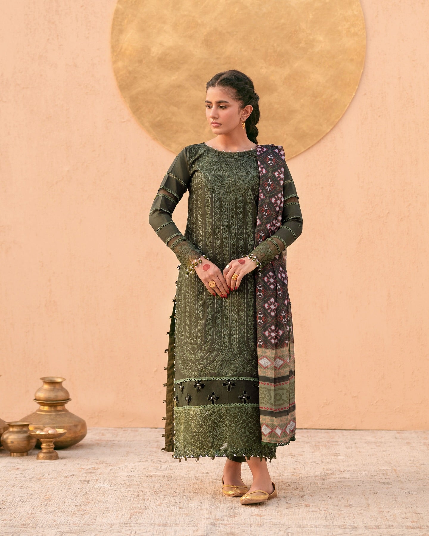 Olive Green MI - 08 | 3 PC LAWN | Mastani Vol 2 Luxury Lawn