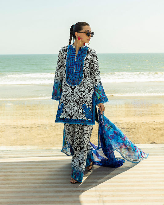 Zainab Chottani - Bella 07 - Black & White 3piece Printed Lawn | Tahra Lawn