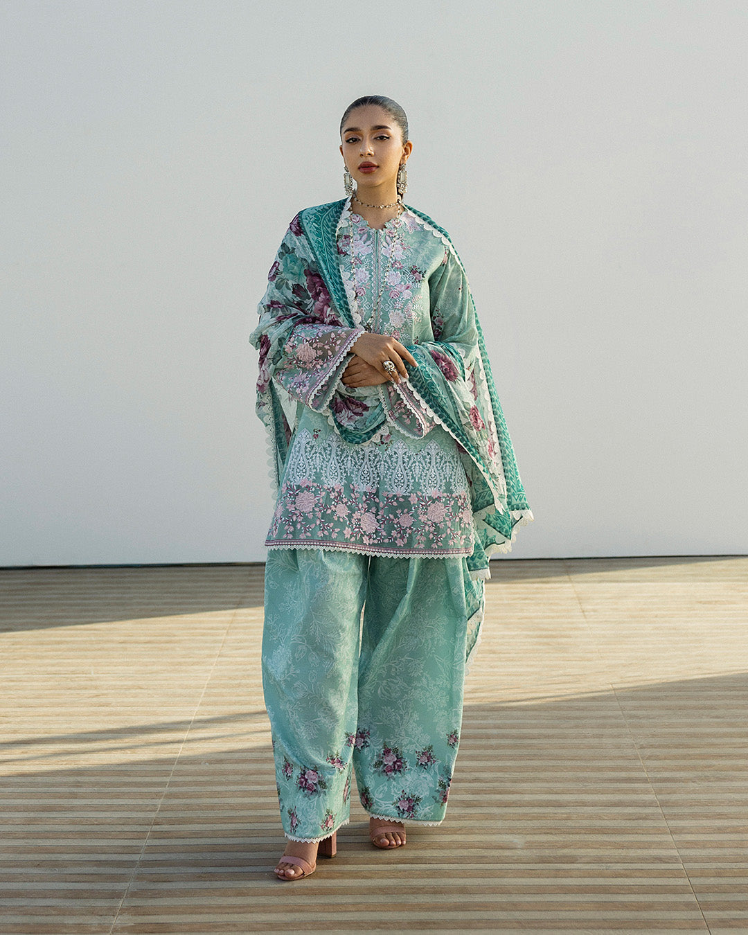 Zainab Chottani - Anahita 02 - Mint Green 3 piece Printed Lawn | Tahra Lawn