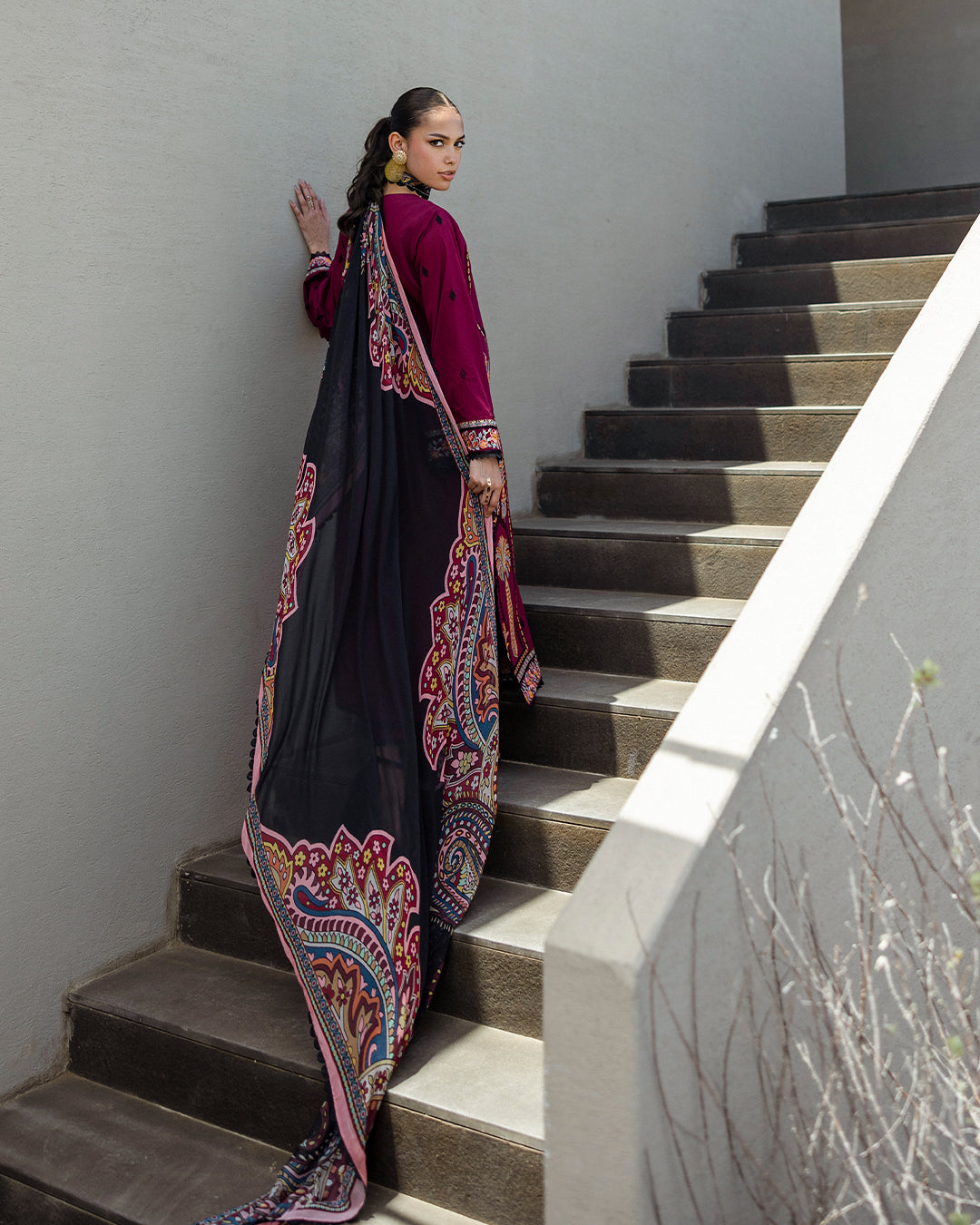 Zainab Chottani - Mahay 12 - Deep Maroon 3piece Printed Lawn | Tahra lawn