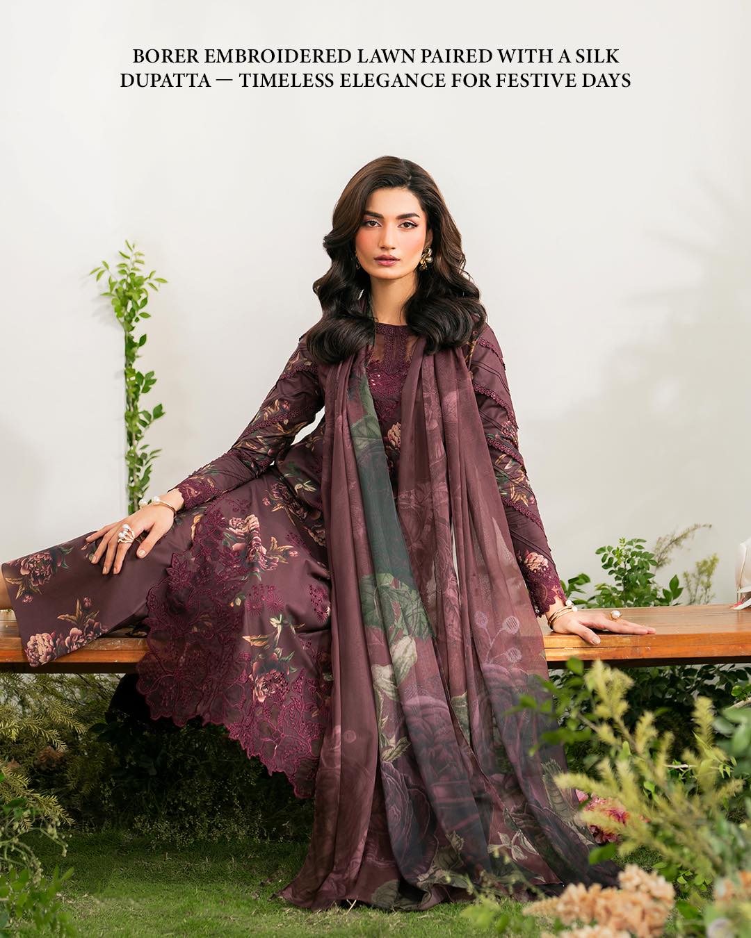 Burgundy Embroidered Lawn | Iznik IFE-10 Festive Edition