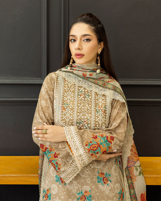 Zainab Chottani - Aymah 03 - Light Brown 3 piece Lawn | Tahra Lawn