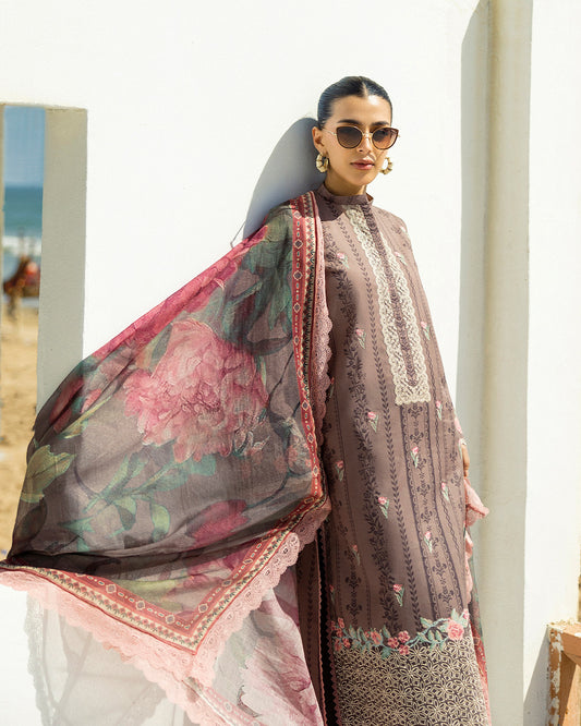 Zainab Chottani - Samayrah 04 - Light Brown 3 piece Printed Lawn | Tahra Lawn