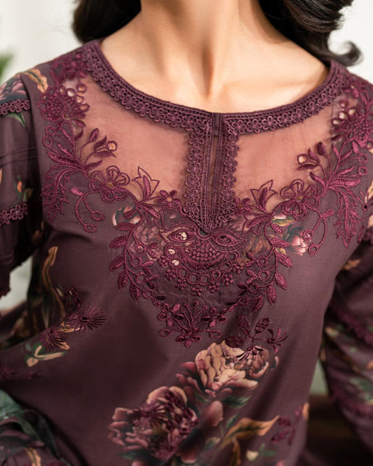 Burgundy Embroidered Lawn | Iznik IFE-10 Festive Edition