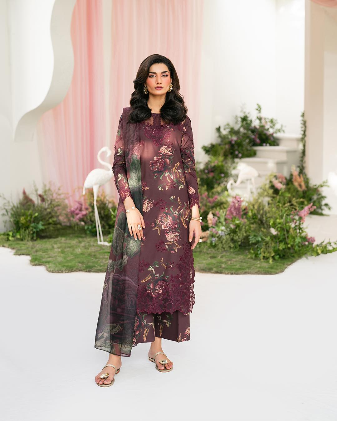 Burgundy Embroidered Lawn | Iznik IFE-10 Festive Edition