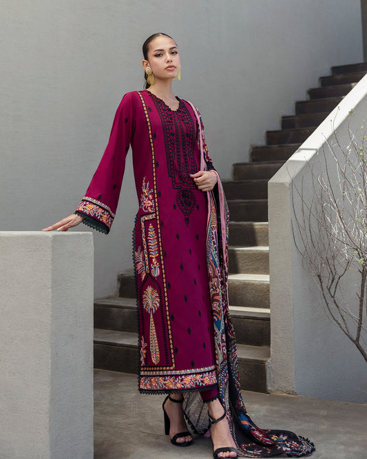 Zainab Chottani - Mahay 12 - Deep Maroon 3piece Printed Lawn | Tahra lawn