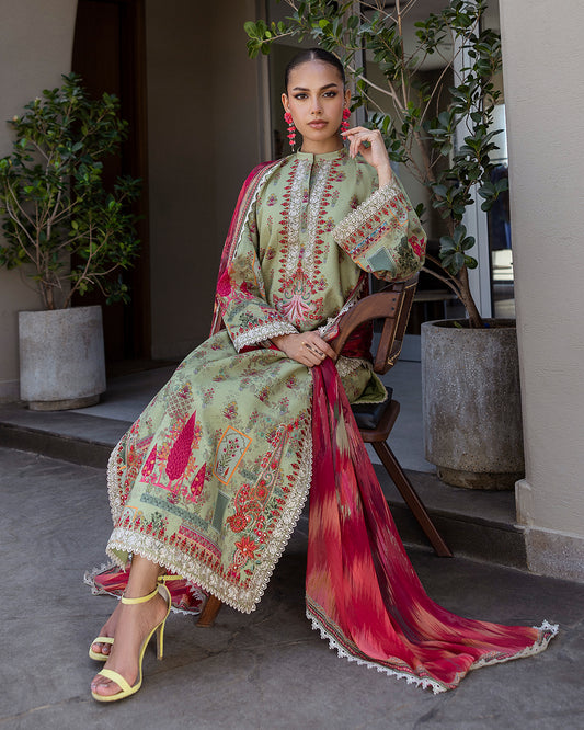 Zainab Chottani - Zaira 10 - Light Olive Green 3 piece Lawn | Tahra Lawn