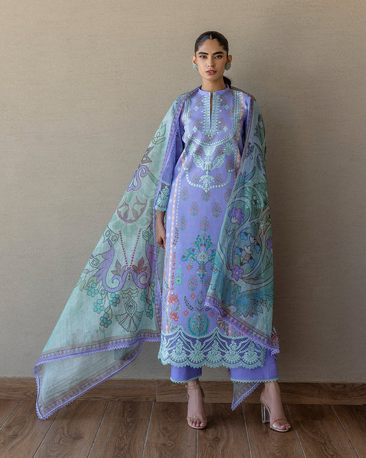 Zainab Chottani - Lina 15 - Lavander 3 piece Printed Lawn | Tahra Lawn