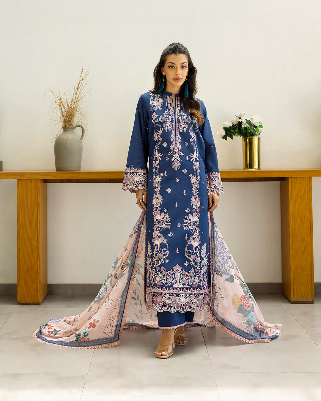 Zainab Chottani - Elisa 14 - Navy Blue 3 piece Printed Lawn | Tahra Lawn