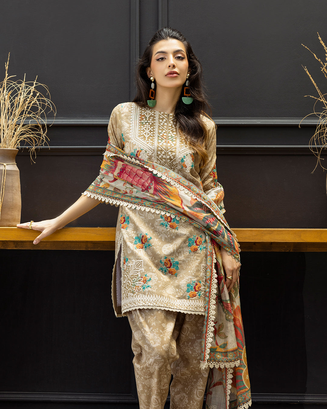 Zainab Chottani - Aymah 03 - Light Brown 3 piece Lawn | Tahra Lawn