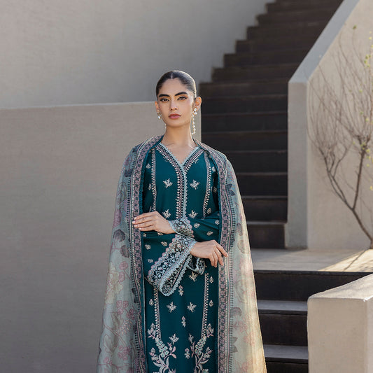 Zainab Chottani - Mina 08 - Teal 3 piece Printed Lawn | Tahra lawn
