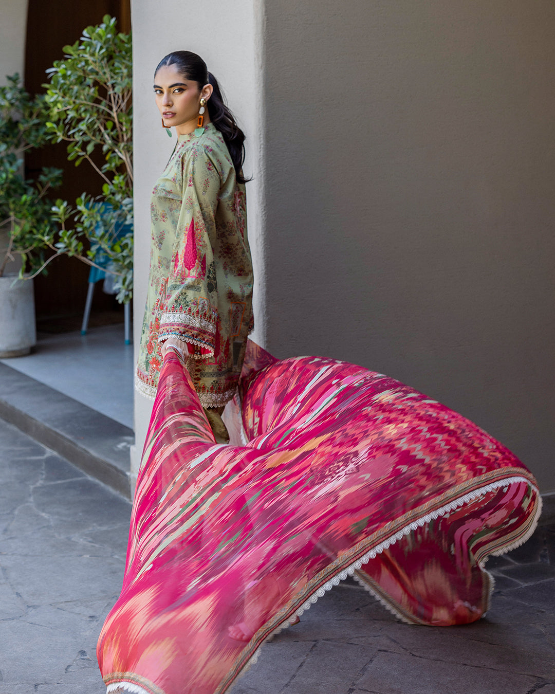 Zainab Chottani - Zaira 10 - Light Olive Green 3 piece Lawn | Tahra Lawn