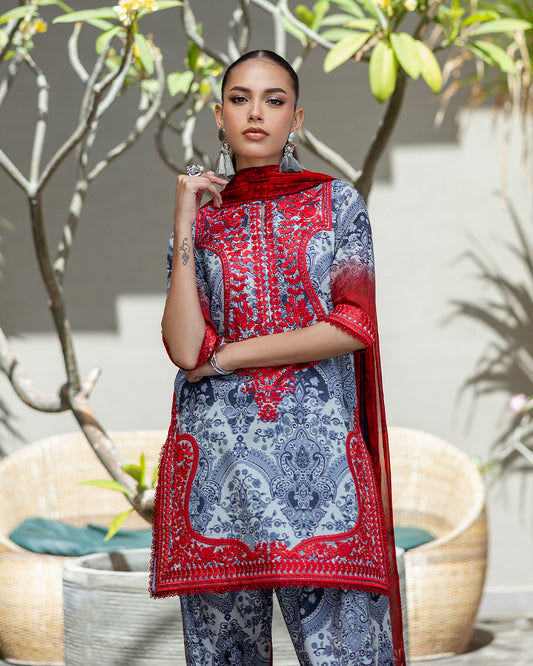 Zainab Chottani - Syra 16 - Blue & Red 3 piece Piece lawn | Tahra Edition