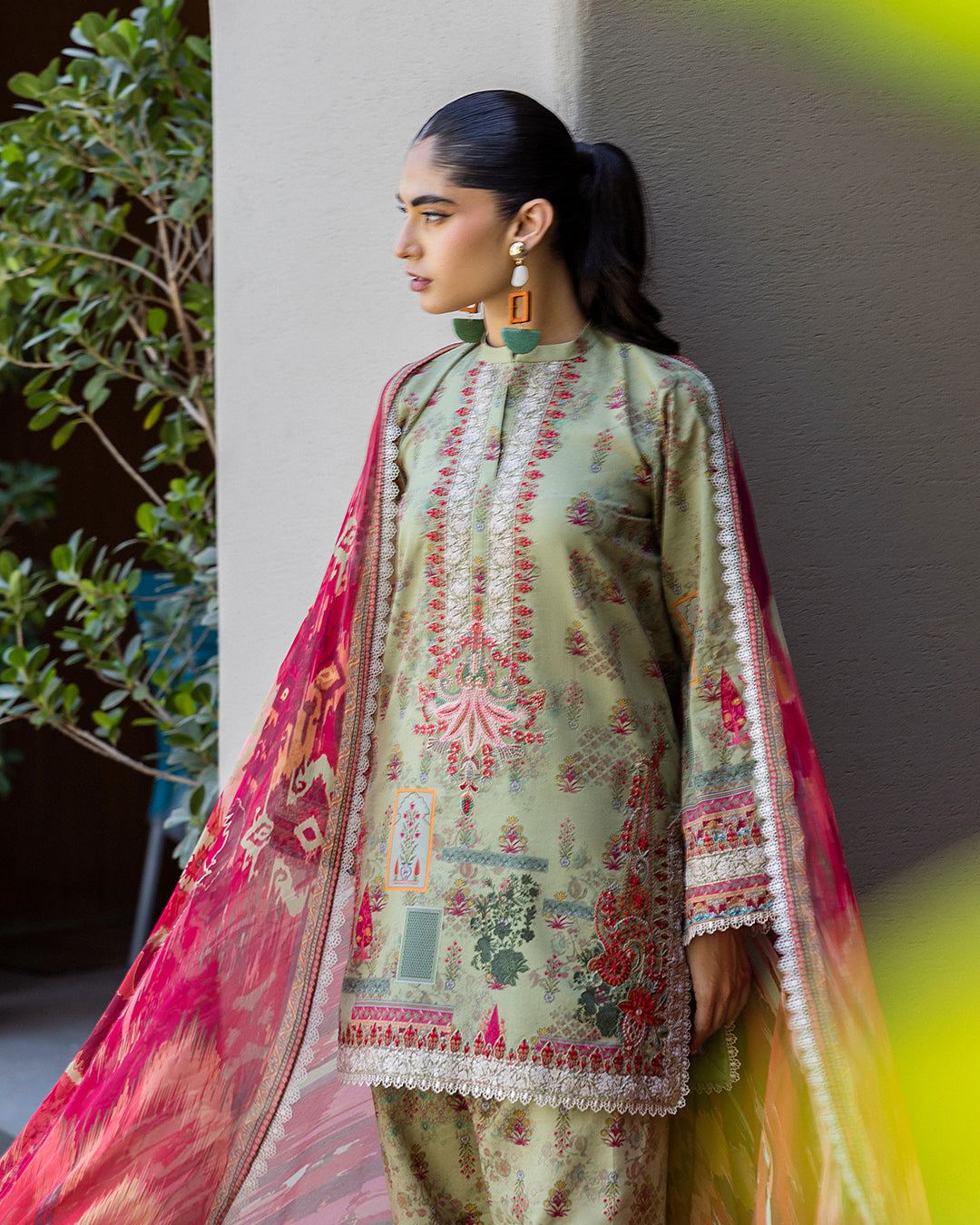 Zainab Chottani - Zaira 10 - Light Olive Green 3 piece Lawn | Tahra Lawn