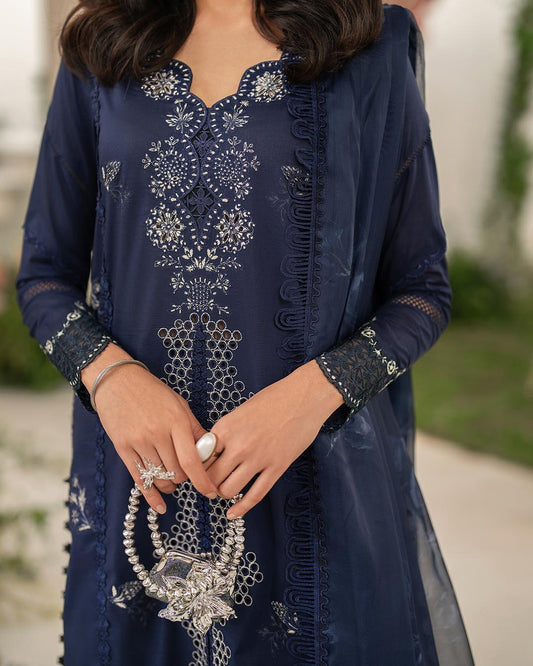 Deep Blue Embroidered Lawn | Iznik IFE-04 festive Edition