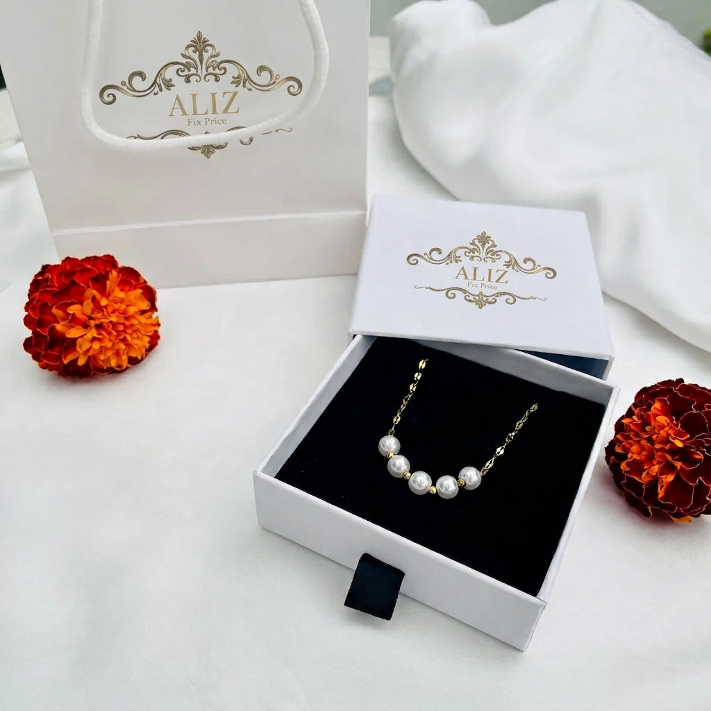 18k Gold-Plated White Pearl Necklace