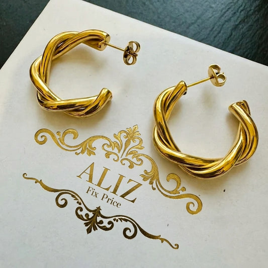 Golden Twisted Elegance Earrings