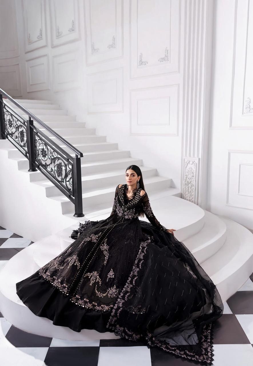 MARIA.B - Black Embroidered Organza | BD-3004