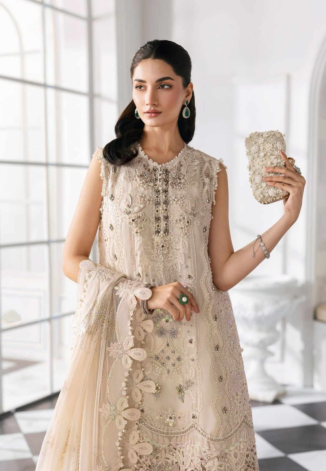 MARIA.B - Skin Embroidered Chiffon Center Panel | BD-3008