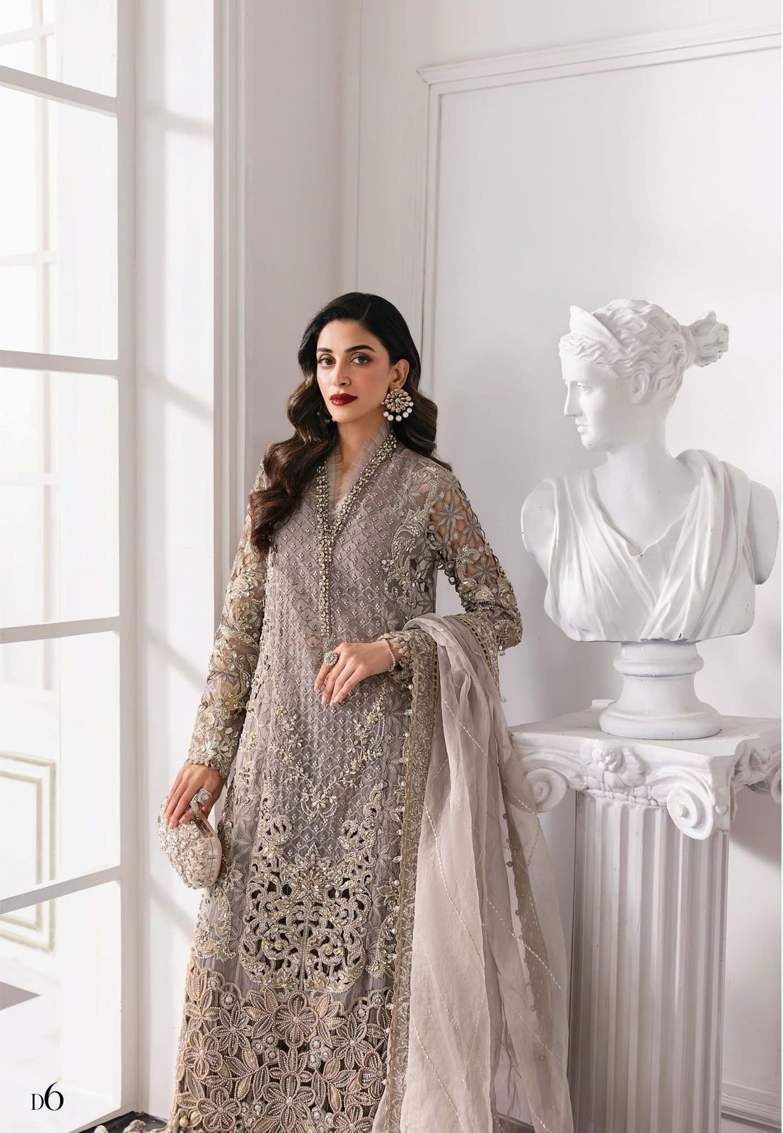 MARIA.B - Grey Embroidered Chiffon Center Panel | BD-3008