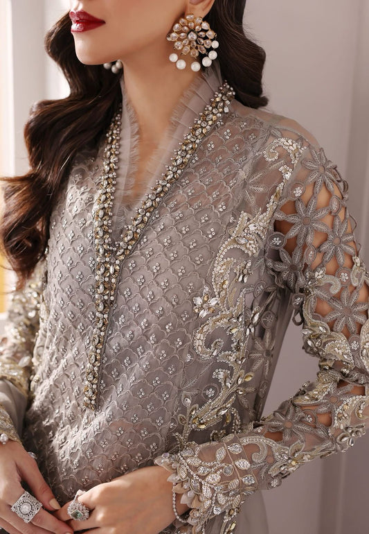 MARIA.B - Grey Embroidered Chiffon Center Panel | BD-3008