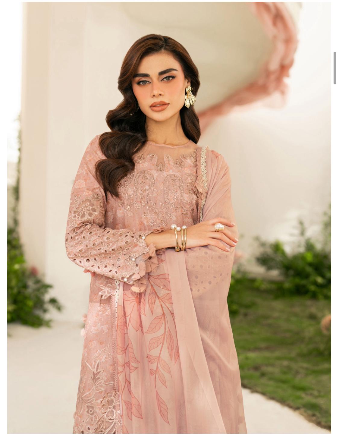 Peach Embroidered Lawn | Iznik IFE-12 Festive Edition
