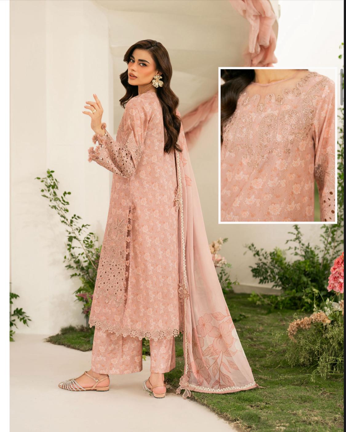 Peach Embroidered Lawn | Iznik IFE-12 Festive Edition