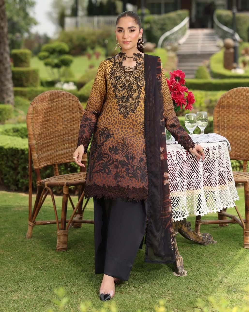HOORIYA 03 - Brown & Black Organza | RANG RASIYA LIFESTYLE SUMMER EDIT 2025
