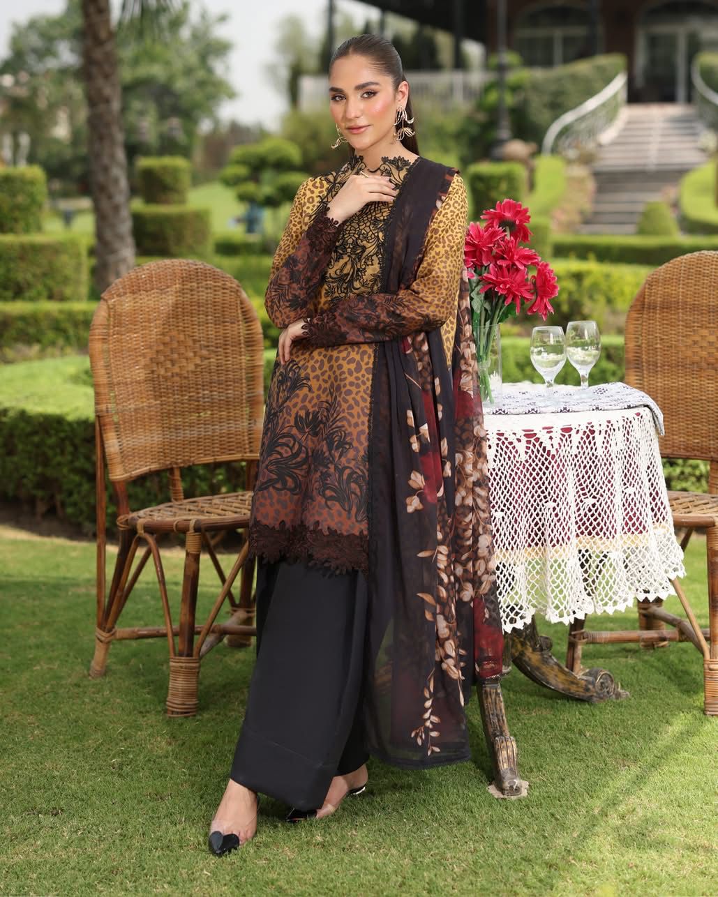 HOORIYA 03 - Brown & Black Organza | RANG RASIYA LIFESTYLE SUMMER EDIT 2025