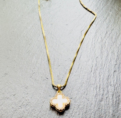 Charm of Fortune Dual-Sided Gold Clover Necklace