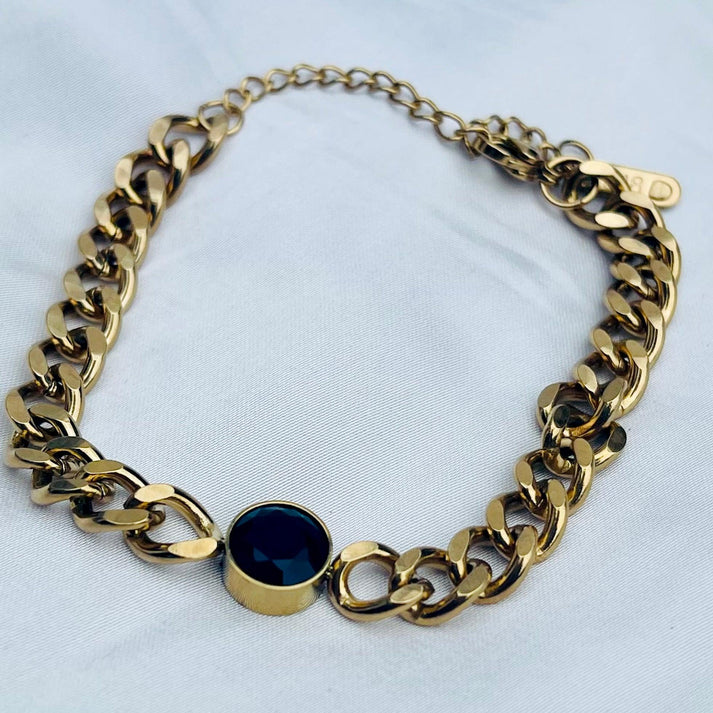 Golden Onyx Charm Bracelet 18k Gold Plated
