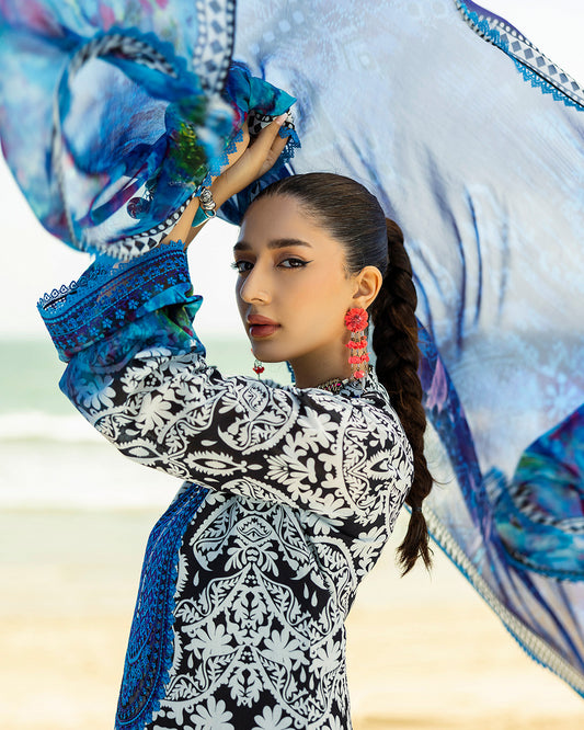 Zainab Chottani - Bella 07 - Black & White 3piece Printed Lawn | Tahra Lawn