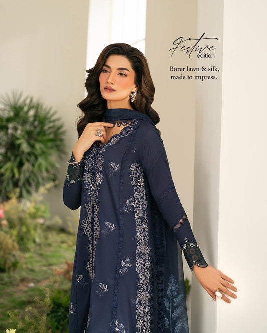 Deep Blue Embroidered Lawn | Iznik IFE-04 festive Edition