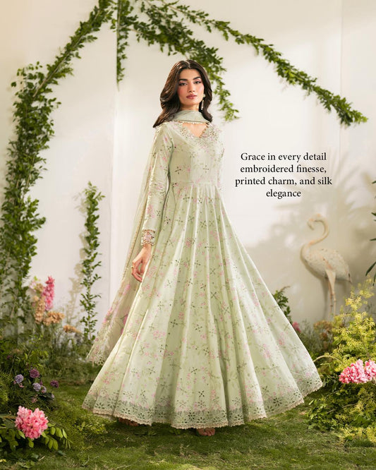 Pistachio Green Embroidered Lawn | Iznik IFE-11 Festive Edition