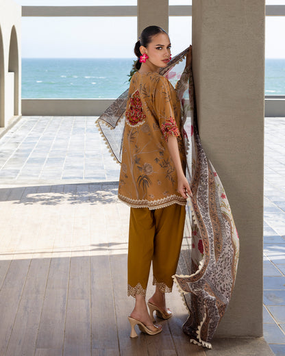 Zainab Chottani - Rahma 06 - Mustard Yellow 3 piece Printed  Lawn | Tahra Lawn