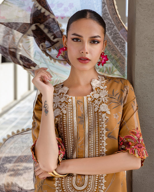 Zainab Chottani - Rahma 06 - Mustard Yellow 3 piece Printed  Lawn | Tahra Lawn