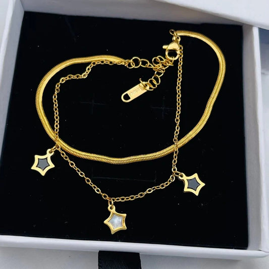 Starry Night Multi-Layer Gold Bracelet and Necklace