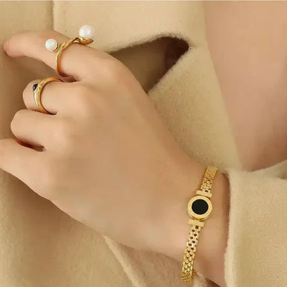 Golden Eclipse Roman Numerals Bracelet