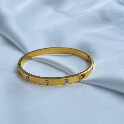 Radiant Elegance: Cubic Zirconia Stones Stainless Steel Bangle