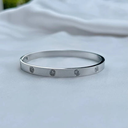 Radiant Elegance: Cubic Zirconia Stones Stainless Steel Bangle