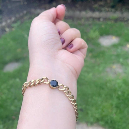 Golden Onyx Charm Bracelet 18k Gold Plated