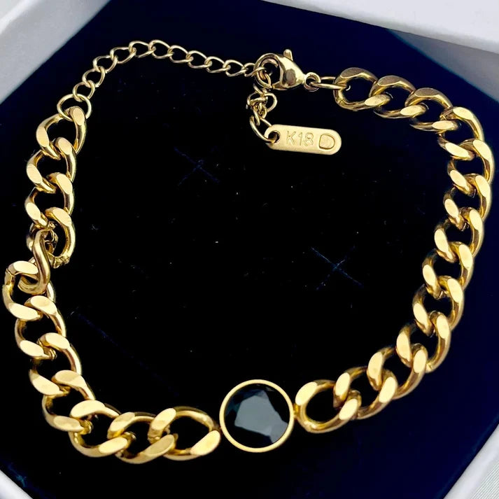 Golden Onyx Charm Bracelet 18k Gold Plated