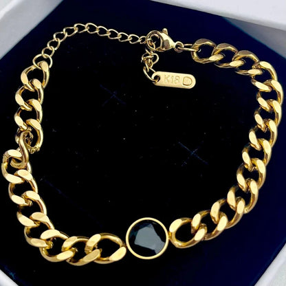 Golden Onyx Charm Bracelet 18k Gold Plated