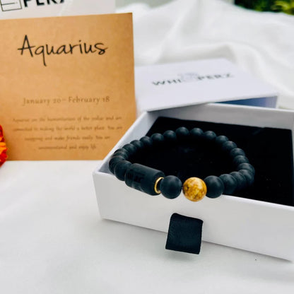 ZodiaLux Black Onyx Horoscope Bracelet
