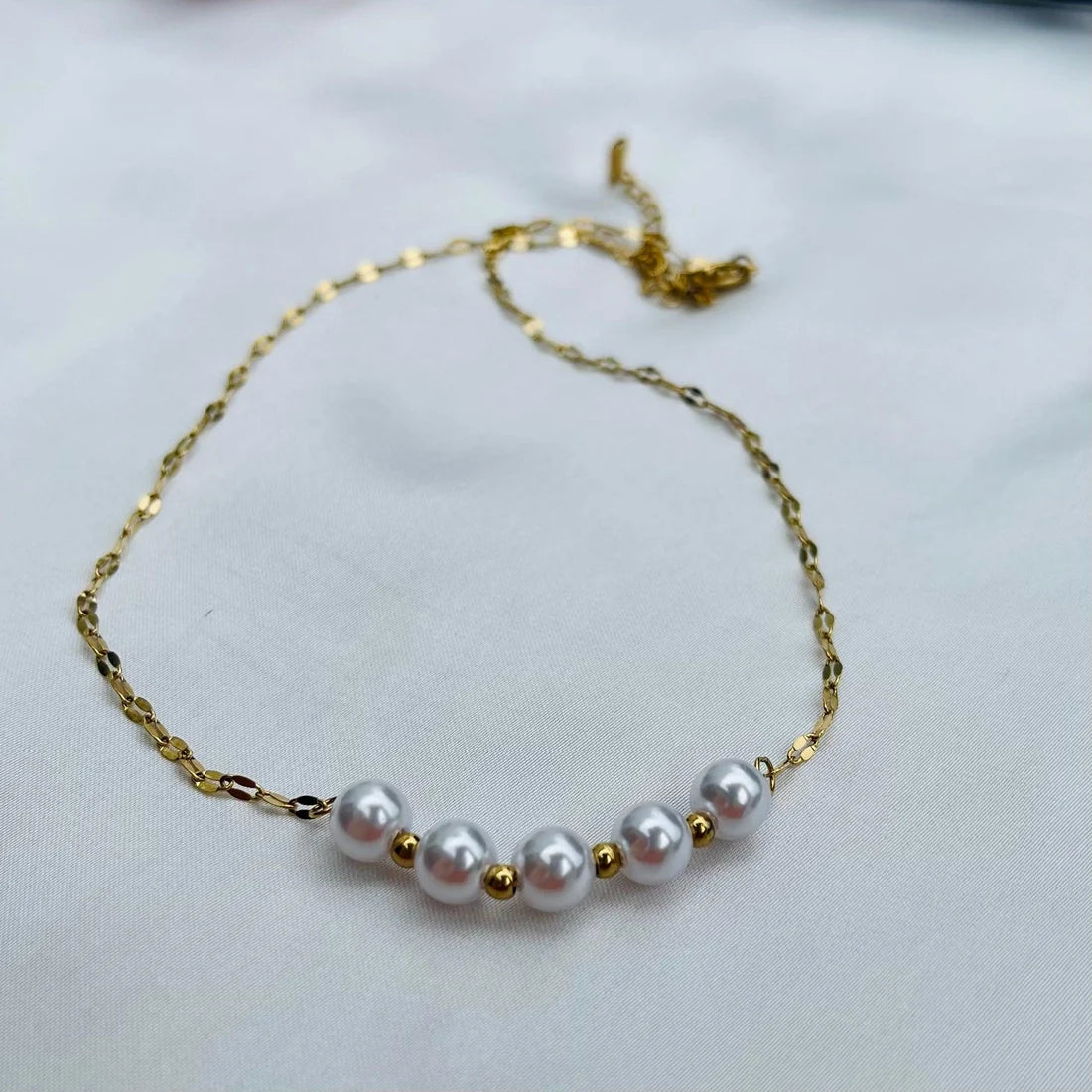 18k Gold-Plated White Pearl Necklace