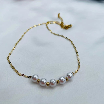 18k Gold-Plated White Pearl Necklace
