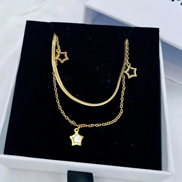 Starry Night Multi-Layer Gold Bracelet and Necklace