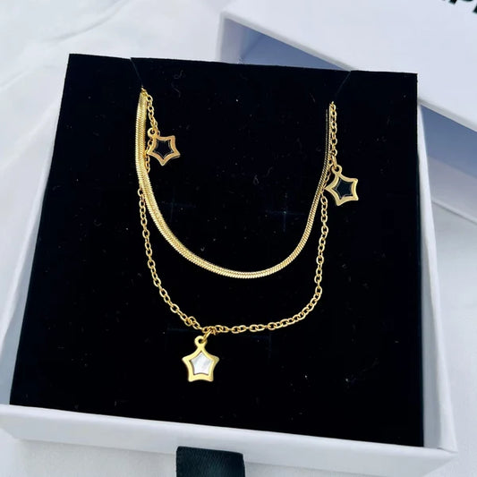 Starry Night Multi-Layer Gold Bracelet and Necklace